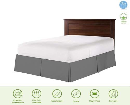 Vivacious Premium 800TC Organic Cotton Bed Skirt Grey King Size