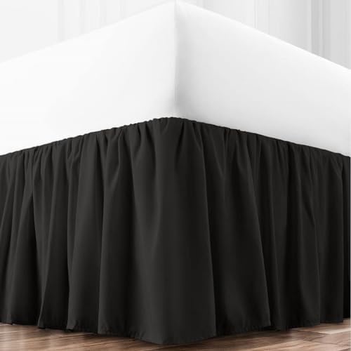 3 Sided Split Corner Dust Ruffled Bedskirt in Black