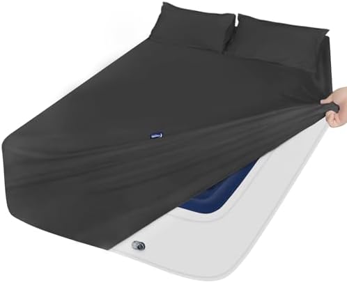 Moonsea Deep Pocket Twin Sheets Set for Kids Air Mattress Black 3Pc