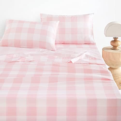 Wake In Cloud Gingham Plaid Twin Sheet Set