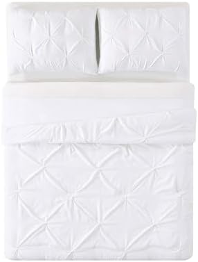 My World Pleated Solid Duvet Set Twin XL White 1