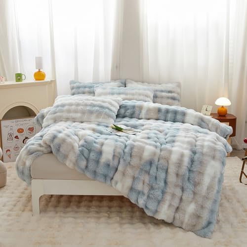 Chovy Kids Girls Blue White Bread Grid Comforter Cover Set
