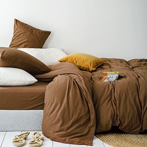 Omelas Brown Duvet Cover Set Twin Size 66x90in