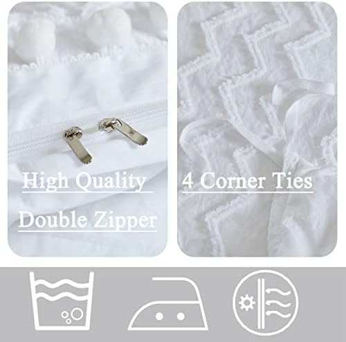 FADFAY White Boho Pom Pom Duvet Cover Set Twin XL