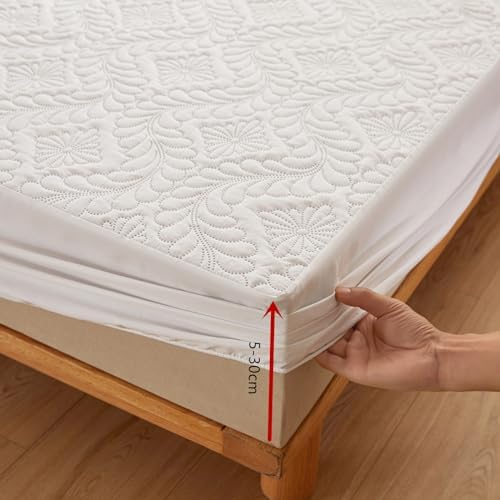100 Waterproof Queen Mattress Protector with Plaid Design