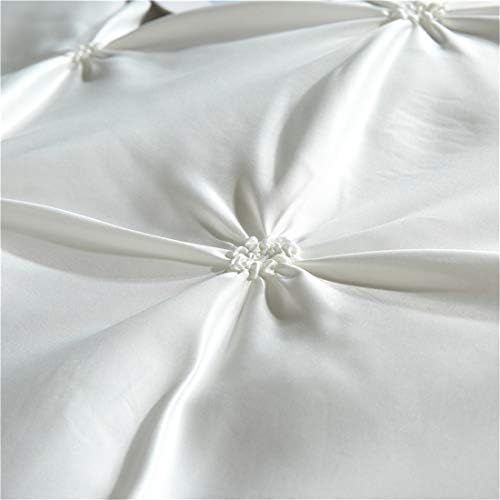 Erosebridal White Pinch Pleated Duvet Cover Set Twin Size 1