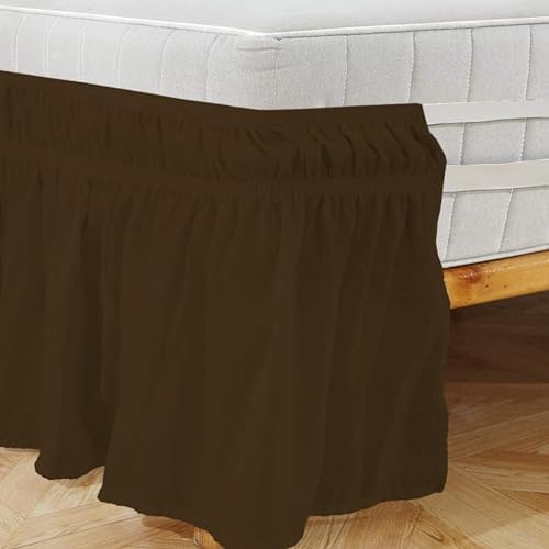 HIGH LANE BEDDING Twin Wrap Around Bed Skirt 14 Drop Chocolate