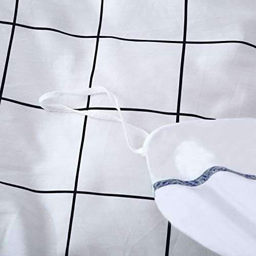 CLOTHKNOW 3Pcs Twin Duvet Cover Set White Plaid
