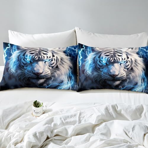 Castle Fairy 3D Tiger Duvet Cover Set Twin Size