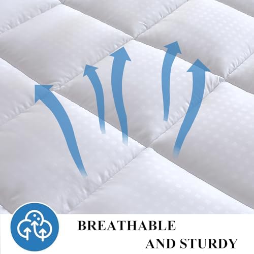 FISHDRU Quilted Fitted Mattress Pad for 16 Inch Deep Mattresses