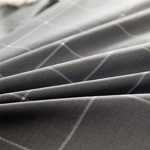 JELLYMONI 3pcs Plaid Duvet Cover Set Black with White Grid Pattern