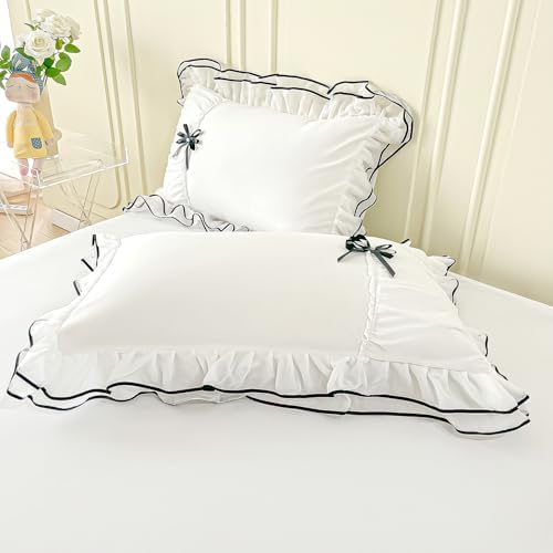 Watbro Kids Duvet Cover Set Queen Size with Bowtie Ruffles