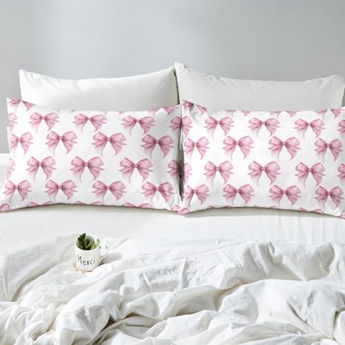 Feelyou Girl Pink Bowknot Twin Sheet Set with Deep Pockets