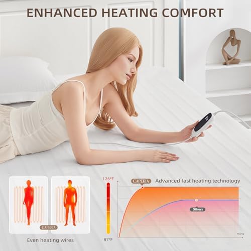 Caperia Heated Mattress Pad Twin XL 9 Heat Settings 39 x 80