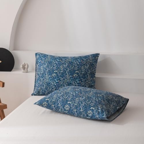 AMWAN Blue Floral Duvet Cover Set King Size