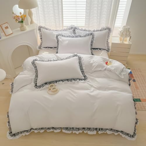 IHOUSTRIY Black Lace Ruffle Duvet Cover Set 1