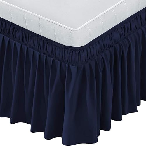 HIGH LANE BEDDING Queen Bed Skirt with 18 Drop Navy Blue