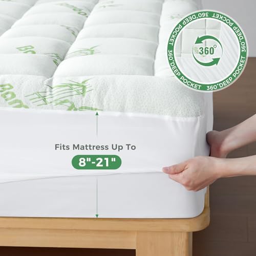 HYLEORY Mattress Topper Full XL Cooling Bamboo-Viscose Pad