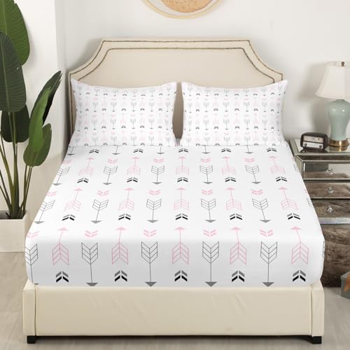 Feelyou Kids White Arrow Fitted Sheet Set Twin Size