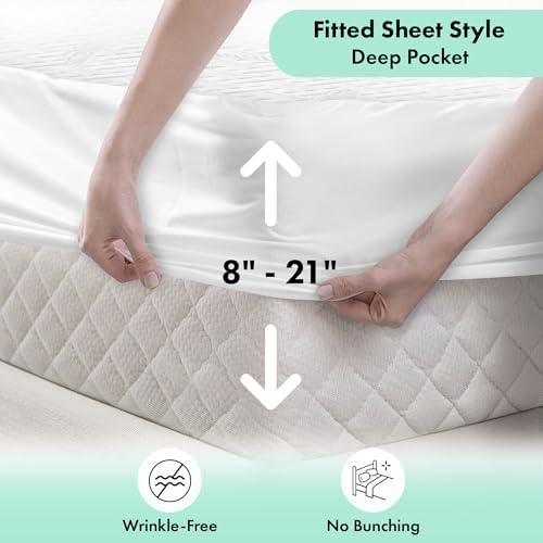 Ambesonne Fitted Mattress Protector Twin 75x39 Water Resistant Noiseless