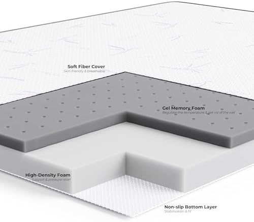 LIKIMIO 3 Inch Mattress Topper with Cooling Gel and Memory Foam