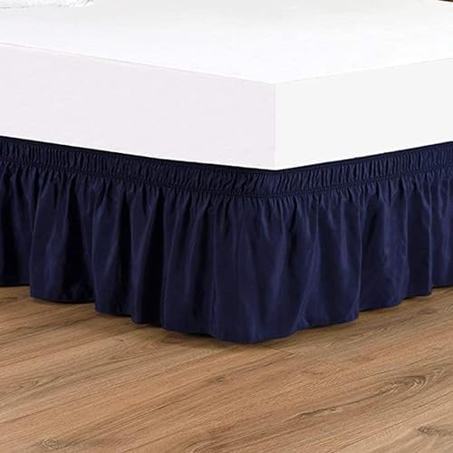 HIGH LANE BEDDING Queen Bed Skirt with 18 Drop Navy Blue