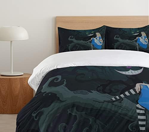 Ambesonne Alice in Wonderland Duvet Cover Set Blue Black