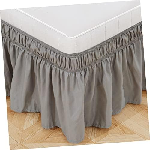 HONMEET Ruffled Bed Skirt Grey Solid Sheet Bedding with Elastic Band