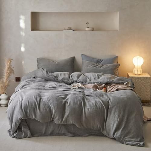 BuLuTu 100 Cotton Muslin Duvet Cover Set Twin Size