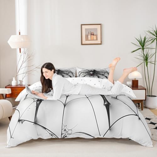 Manfei Black Spider Duvet Cover Set Twin