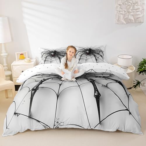 Manfei Black Spider Duvet Cover Set Twin