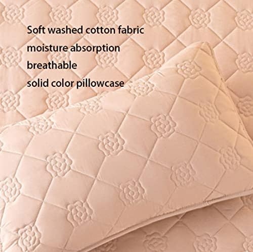 FCLDESHOP Dark Pink Mattress Pad Cover 150x200cm 3pcs