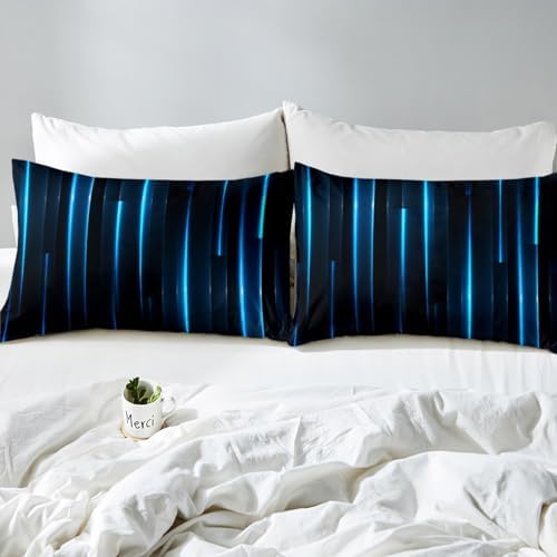 Feelyou Kids Blue Black Striped Duvet Cover Set Twin Size 1