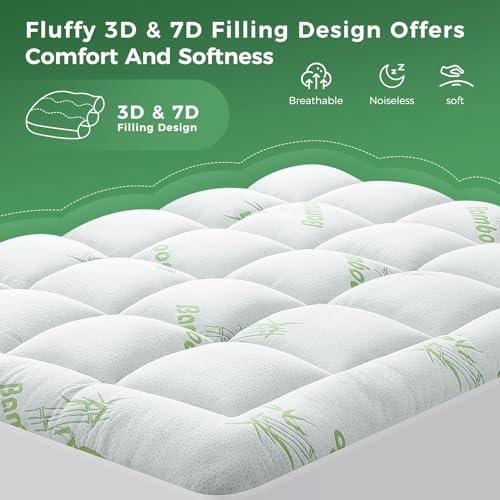 HYLEORY Mattress Topper Full XL Cooling Bamboo-Viscose Pad