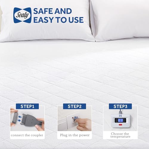 Sealy Heated Mattress Pad King Size with Plush Top