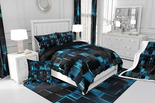 Erosebridal Black and Blue Duvet Cover Set