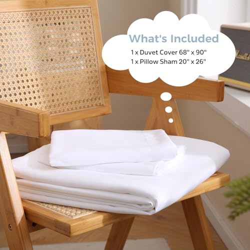 JSD White Duvet Cover Set Twin Size 2 Piece
