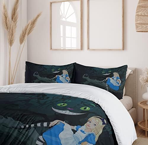 Ambesonne Alice in Wonderland Duvet Cover Set Blue Black