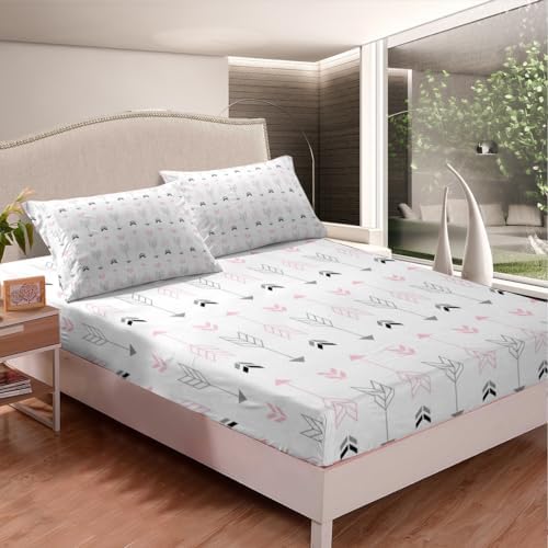 Feelyou Kids White Arrow Fitted Sheet Set Twin Size