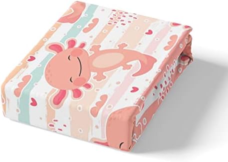 Manfei Axolotl Rainbow Stripe Twin Sheet Set 2pc