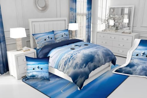 Erosebridal Aircraft Comforter Cover Set for Kids and Teens