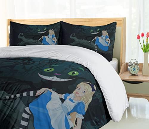 Ambesonne Alice in Wonderland Duvet Cover Set Blue Black