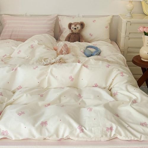 Bildenly King Size Pink Bow Duvet Cover Set