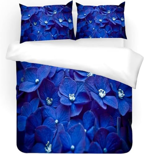 Hydrangea Duvet Cover Set 3 Piece California King with Zipper