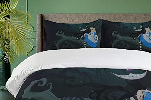 Ambesonne Alice in Wonderland Duvet Cover Set Blue Black