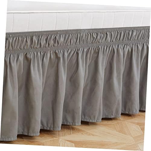 HONMEET Ruffled Bed Skirt Grey Solid Sheet Bedding with Elastic Band