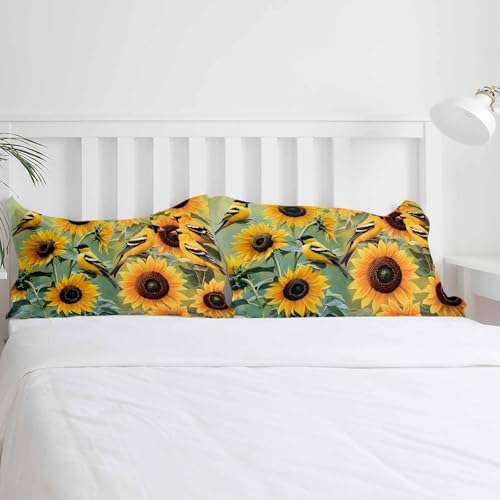 Boanket 3-Piece Duvet Cover Set Yellow Sunflowers Birds 1