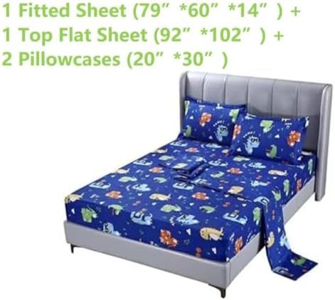 SDIII Dinosaur Sheet Set Queen 4PCS - Soft Microfiber