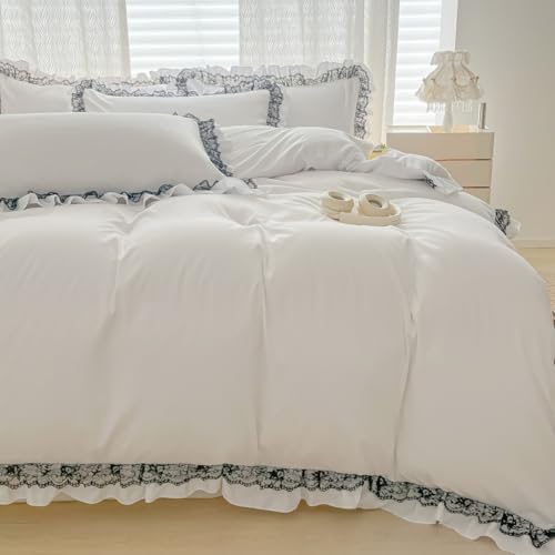 IHOUSTRIY Black Lace Ruffle Duvet Cover Set 1