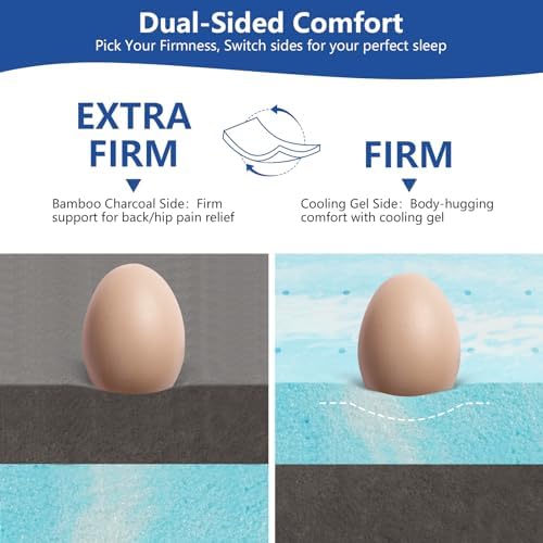 WEUP Extra Firm Mattress Topper Twin 3 Inch Cooling Gel Ice Silk Cover